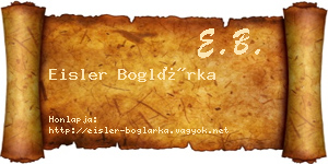 Eisler Boglárka névjegykártya